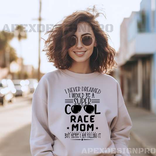 Cool Race Mom Crewneck Sweatshirt, Comfy Race Mom Shirt